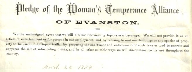 temperance pledge form, 1874