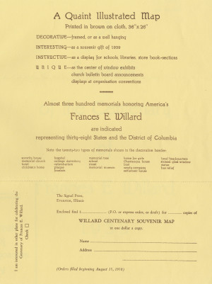 Willard Centenary Souvenir Map order form