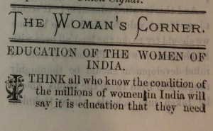 Fig. 2, Emily Brainerd Ryder, “Education of the Women of India,” The Temperance and Social Purity Advocate (Bombay, India) October, 1889, India Box, “Temperance and Social Purity Advocate” Folder, Frances Willard Memorial Library and Archives, Evanston, IL.